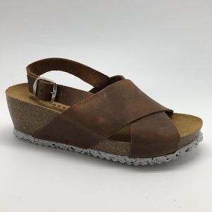 Eric Michael Tara Brown Wedge Sandal Strap